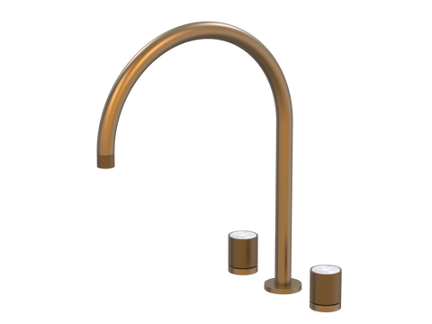 Tapware ParTaps IDK Marble Spa Set Hob Swivel - X-Large Colour: Burnished Insert: Bianco Marble Place & Palette