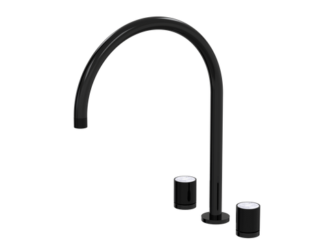 Tapware ParTaps IDK Marble Spa Set Hob Swivel - X-Large Colour: Midnight Black Insert: Bianco Marble Place & Palette