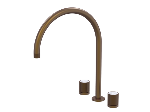 Tapware ParTaps IDK Marble Spa Set Hob Swivel - X-Large Colour: Native Brass Insert: Bianco Marble Place & Palette