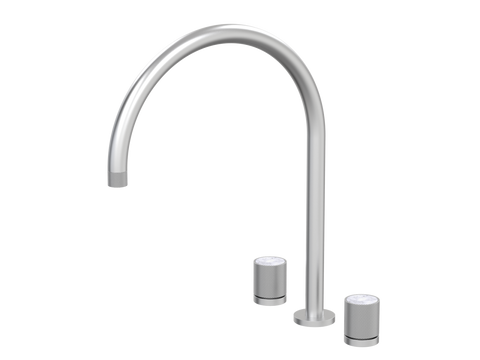 Tapware ParTaps IDK Marble Spa Set Hob Swivel - X-Large Colour: Satin Pearl Insert: Bianco Marble Place & Palette