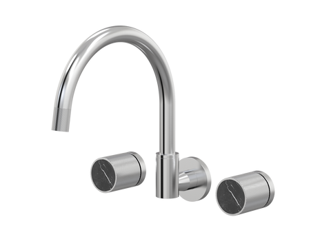 Tapware ParTaps IDK Marble Spa Set Wall Swivel Colour: Brushed Chrome Insert: Nero Marble Place & Palette