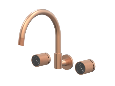 Tapware ParTaps IDK Marble Spa Set Wall Swivel Colour: Brushed Copper Insert: Nero Marble Place & Palette