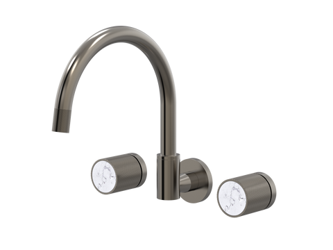 Tapware ParTaps IDK Marble Spa Set Wall Swivel Colour: Brushed Gunmetal Insert: Bianco Marble Place & Palette