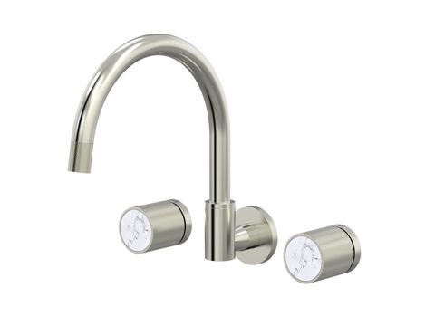 Tapware ParTaps IDK Marble Spa Set Wall Swivel Colour: Brushed Nickel Insert: Bianco Marble Place & Palette