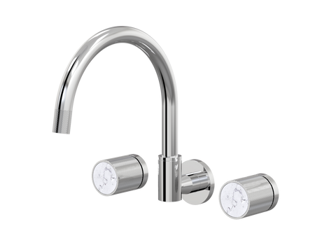 Tapware ParTaps IDK Marble Spa Set Wall Swivel Colour: Chrome Insert: Bianco Marble Place & Palette