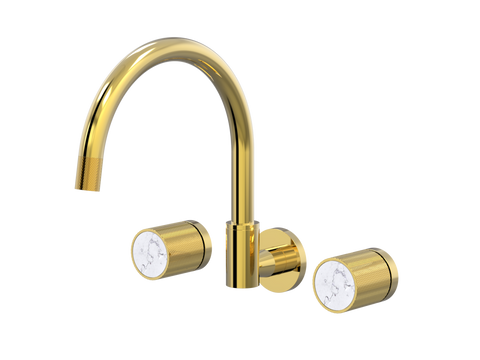 Tapware ParTaps IDK Marble Spa Set Wall Swivel Colour: Gold Insert: Bianco Marble Place & Palette