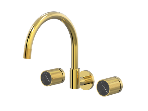 Tapware ParTaps IDK Marble Spa Set Wall Swivel Colour: Gold Insert: Nero Marble Place & Palette