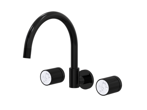 Tapware ParTaps IDK Marble Spa Set Wall Swivel Colour: Midnight Black Insert: Bianco Marble Place & Palette