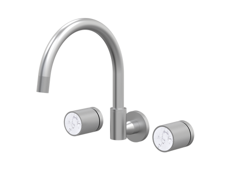 Tapware ParTaps IDK Marble Spa Set Wall Swivel Colour: Satin Pearl Insert: Bianco Marble Place & Palette