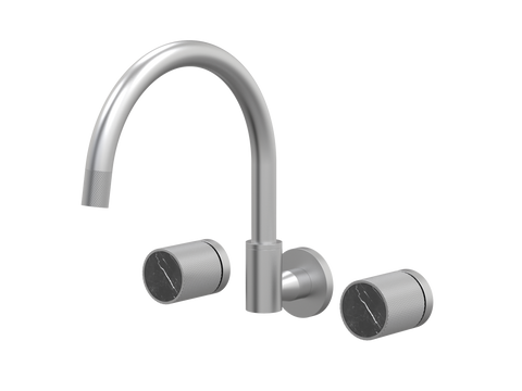 Tapware ParTaps IDK Marble Spa Set Wall Swivel Colour: Satin Pearl Insert: Nero Marble Place & Palette