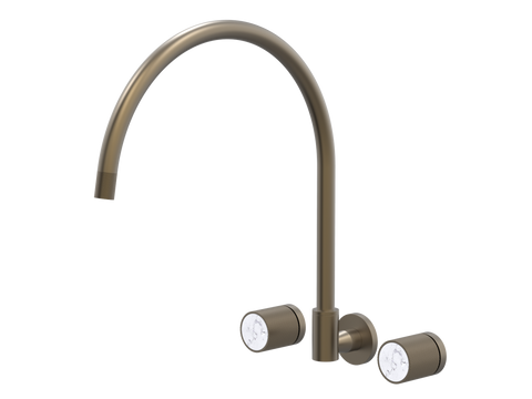 Tapware ParTaps IDK Marble Spa Set Wall Swivel - X-Large Colour: Antique Bronze Insert: Bianco Marble Place & Palette