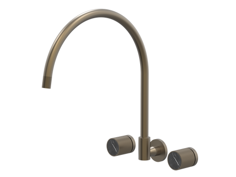 Tapware ParTaps IDK Marble Spa Set Wall Swivel - X-Large Colour: Antique Bronze Insert: Nero Marble Place & Palette