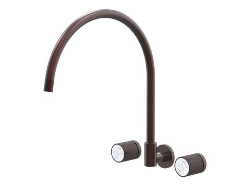 Tapware ParTaps IDK Marble Spa Set Wall Swivel - X-Large Colour: Antique Copper Insert: Bianco Marble Place & Palette