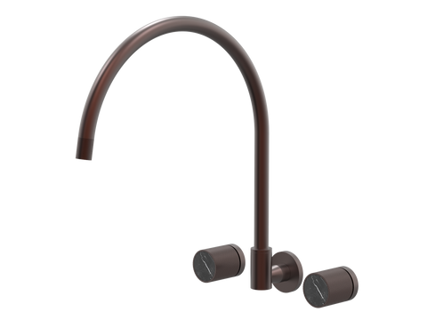 Tapware ParTaps IDK Marble Spa Set Wall Swivel - X-Large Colour: Antique Copper Insert: Nero Marble Place & Palette