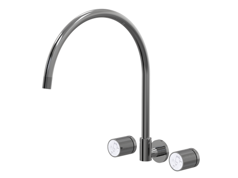 Tapware ParTaps IDK Marble Spa Set Wall Swivel - X-Large Colour: Black Sapphire Insert: Bianco Marble Place & Palette