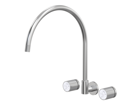 Tapware ParTaps IDK Marble Spa Set Wall Swivel - X-Large Colour: Brushed Chrome Insert: Bianco Marble Place & Palette