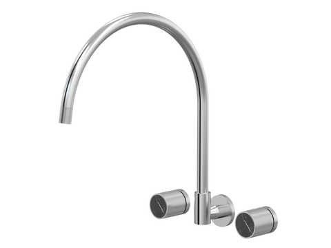 Tapware ParTaps IDK Marble Spa Set Wall Swivel - X-Large Colour: Brushed Chrome Insert: Nero Marble Place & Palette