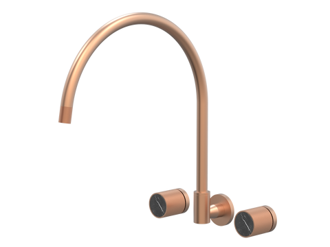 Tapware ParTaps IDK Marble Spa Set Wall Swivel - X-Large Colour: Brushed Copper Insert: Nero Marble Place & Palette