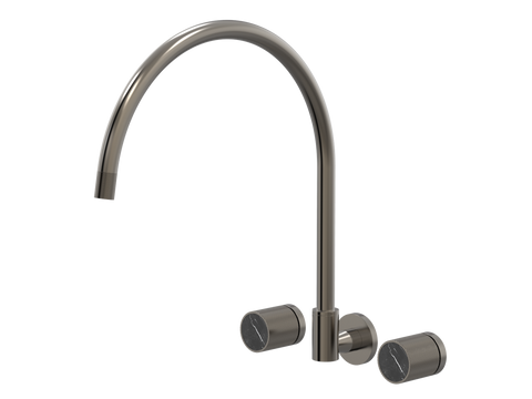 Tapware ParTaps IDK Marble Spa Set Wall Swivel - X-Large Colour: Brushed Gunmetal Insert: Nero Marble Place & Palette