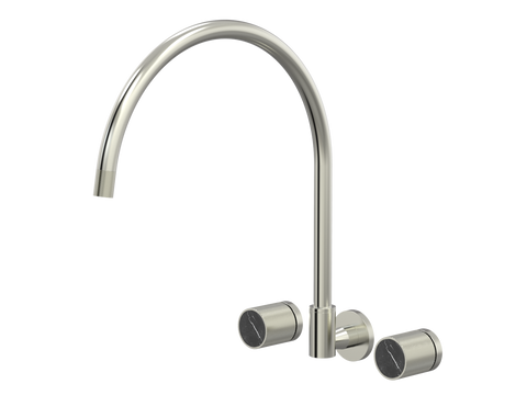 Tapware ParTaps IDK Marble Spa Set Wall Swivel - X-Large Colour: Brushed Nickel Insert: Nero Marble Place & Palette