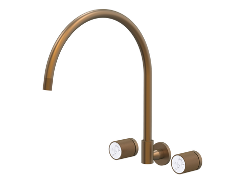 Tapware ParTaps IDK Marble Spa Set Wall Swivel - X-Large Colour: Burnished Insert: Bianco Marble Place & Palette