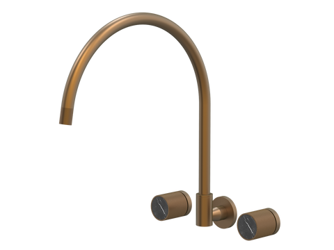 Tapware ParTaps IDK Marble Spa Set Wall Swivel - X-Large Colour: Burnished Insert: Nero Marble Place & Palette
