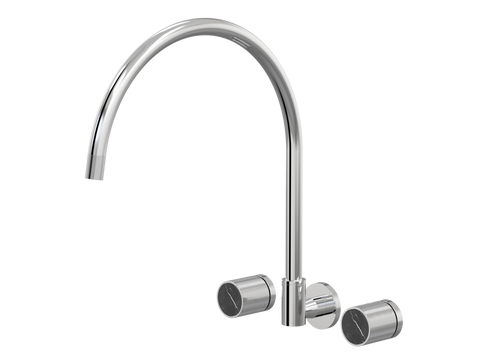 Tapware ParTaps IDK Marble Spa Set Wall Swivel - X-Large Colour: Chrome Insert: Nero Marble Place & Palette