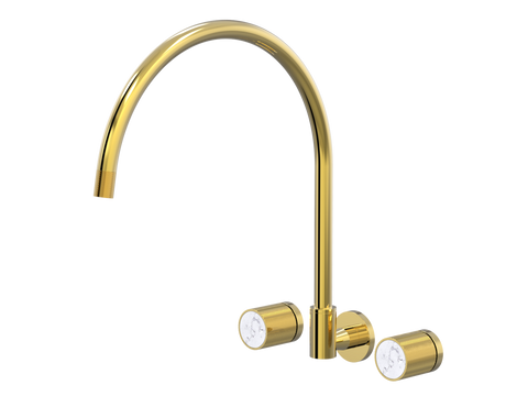 Tapware ParTaps IDK Marble Spa Set Wall Swivel - X-Large Colour: Gold Insert: Bianco Marble Place & Palette