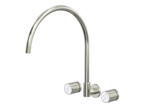 Tapware ParTaps IDK Marble Spa Set Wall Swivel - X-Large Colour: Luminick Insert: Bianco Marble Place & Palette