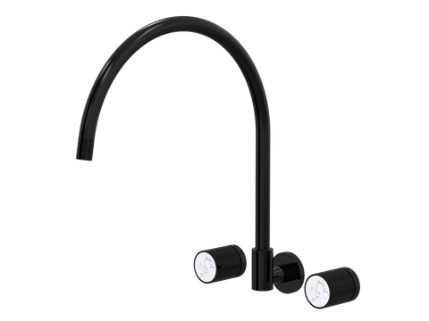 Tapware ParTaps IDK Marble Spa Set Wall Swivel - X-Large Colour: Midnight Black Insert: Bianco Marble Place & Palette