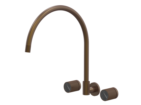Tapware ParTaps IDK Marble Spa Set Wall Swivel - X-Large Colour: Native Brass Insert: Nero Marble Place & Palette