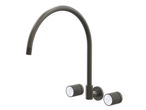 Tapware ParTaps IDK Marble Spa Set Wall Swivel - X-Large Colour: Volcanic Grey Insert: Bianco Marble Place & Palette