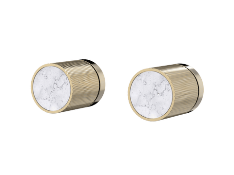 Tapware ParTaps IDK Marble Top Assemblies Wall Pair Colour: Brass Gold Insert: Bianco Marble Place & Palette