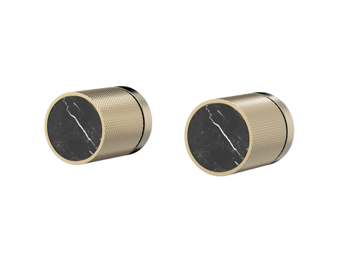 Tapware ParTaps IDK Marble Top Assemblies Wall Pair Colour: Brushed Brass Gold Insert: Nero Marble Place & Palette