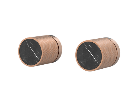 Tapware ParTaps IDK Marble Top Assemblies Wall Pair Colour: Brushed Copper Insert: Nero Marble Place & Palette