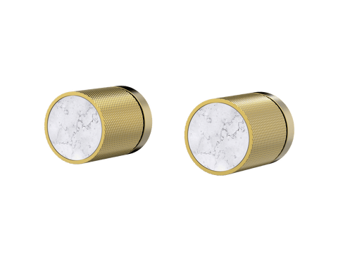 Tapware ParTaps IDK Marble Top Assemblies Wall Pair Colour: Brushed Gold Insert: Bianco Marble Place & Palette