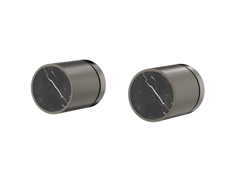 Tapware ParTaps IDK Marble Top Assemblies Wall Pair Colour: Brushed Gunmetal Insert: Nero Marble Place & Palette