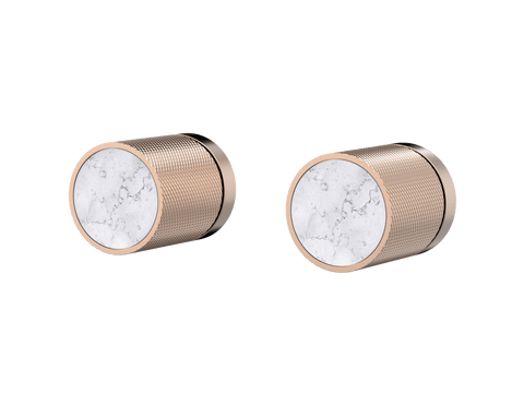 Tapware ParTaps IDK Marble Top Assemblies Wall Pair Colour: Brushed Rose Gold Insert: Bianco Marble Place & Palette