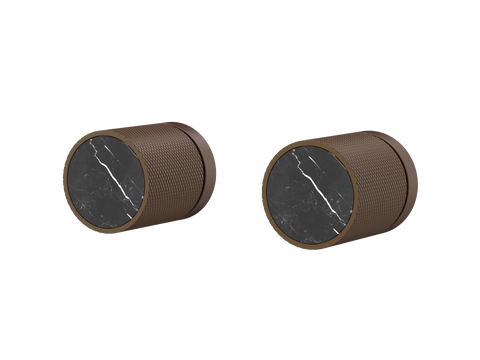 Tapware ParTaps IDK Marble Top Assemblies Wall Pair Colour: Native Brass Insert: Nero Marble Place & Palette