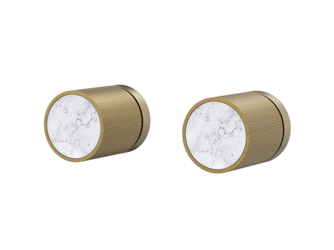 Tapware ParTaps IDK Marble Top Assemblies Wall Pair Colour: Rumbled Brass Insert: Bianco Marble Place & Palette