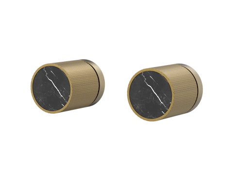 Tapware ParTaps IDK Marble Top Assemblies Wall Pair Colour: Rumbled Brass Insert: Nero Marble Place & Palette