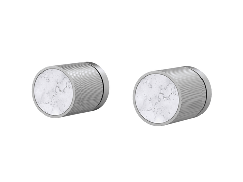 Tapware ParTaps IDK Marble Top Assemblies Wall Pair Colour: Satin Pearl Insert: Bianco Marble Place & Palette