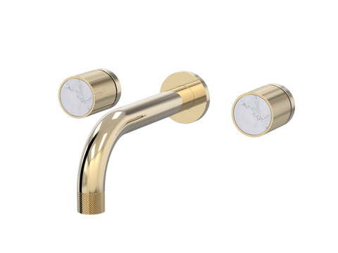 Tapware ParTaps IDK Marble Wall Basin Set - No Plate Colour: Brass Gold Insert: Bianco Marble Place & Palette