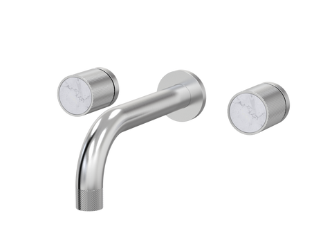 Tapware ParTaps IDK Marble Wall Basin Set - No Plate Colour: Brushed Chrome Insert: Bianco Marble Place & Palette