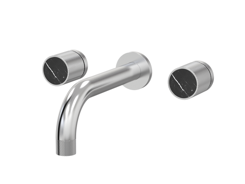 Tapware ParTaps IDK Marble Wall Basin Set - No Plate Colour: Brushed Chrome Insert: Nero Marble Place & Palette