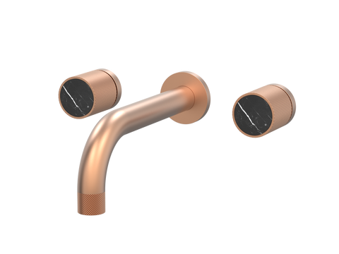 Tapware ParTaps IDK Marble Wall Basin Set - No Plate Colour: Brushed Copper Insert: Nero Marble Place & Palette