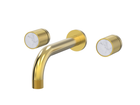 Tapware ParTaps IDK Marble Wall Basin Set - No Plate Colour: Brushed Gold Insert: Bianco Marble Place & Palette