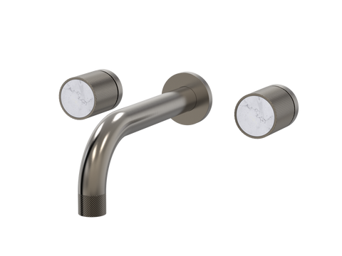 Tapware ParTaps IDK Marble Wall Basin Set - No Plate Colour: Brushed Gunmetal Insert: Bianco Marble Place & Palette