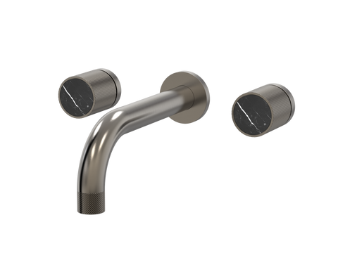 Tapware ParTaps IDK Marble Wall Basin Set - No Plate Colour: Brushed Gunmetal Insert: Nero Marble Place & Palette