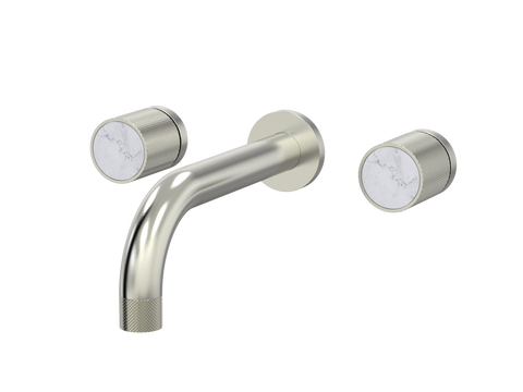 Tapware ParTaps IDK Marble Wall Basin Set - No Plate Colour: Brushed Nickel Insert: Bianco Marble Place & Palette
